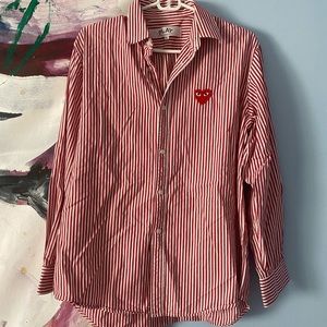 Comme des Garçon red stripe button down shirt